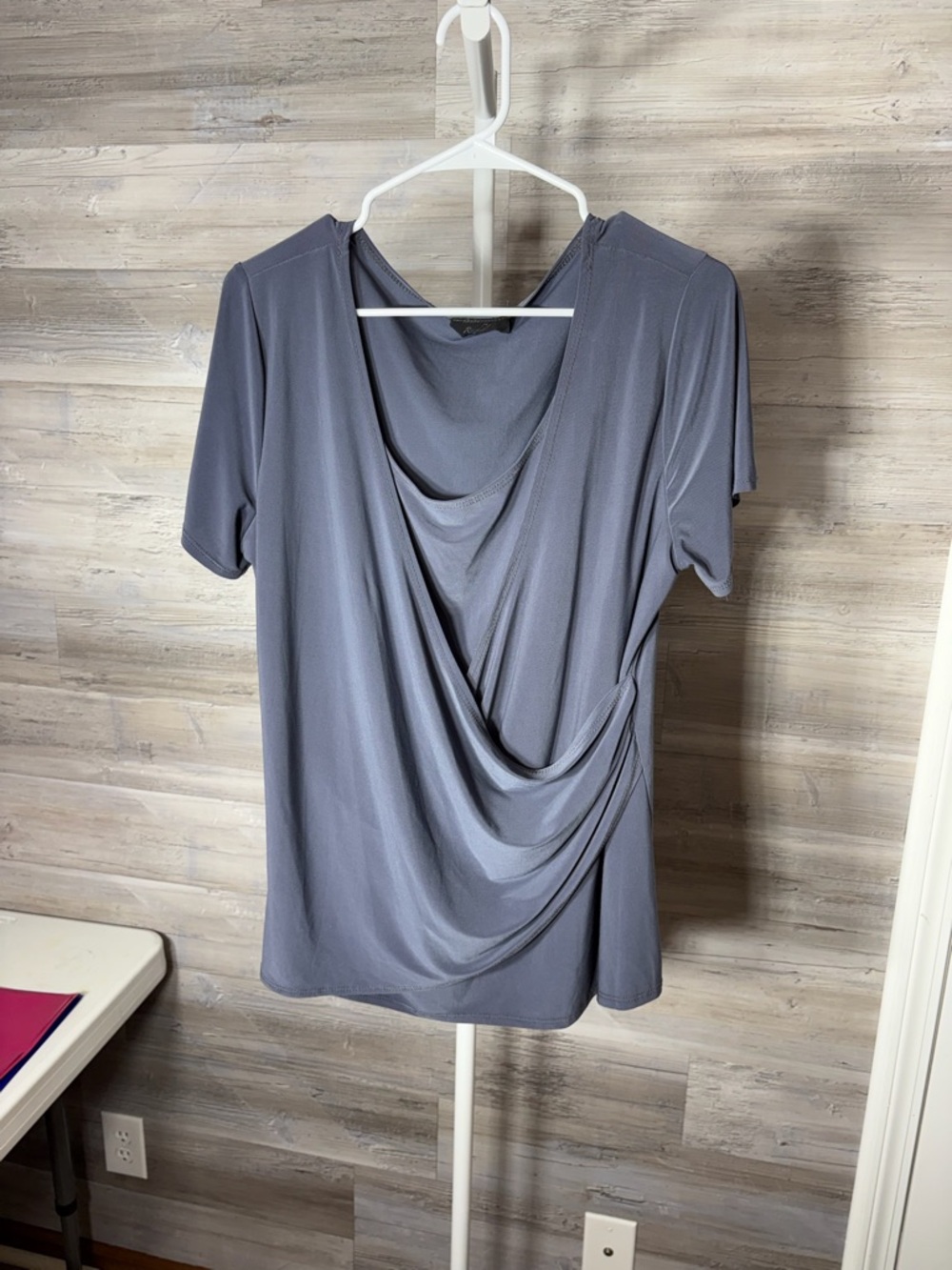 Rachel Draped Short-Sleeve Top - Slate 1662
